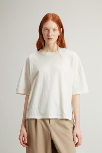 T-Shirt aus geflammter reiner Baumwolle Weiß | Woolrich