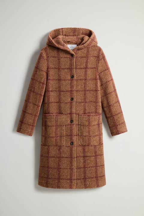 Gentry Long Check Coat with Hood Brown photo 2 | Woolrich