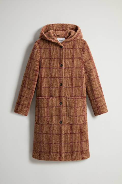 Manteau long à carreaux Gentry à capuche Beige photo 2 | Woolrich