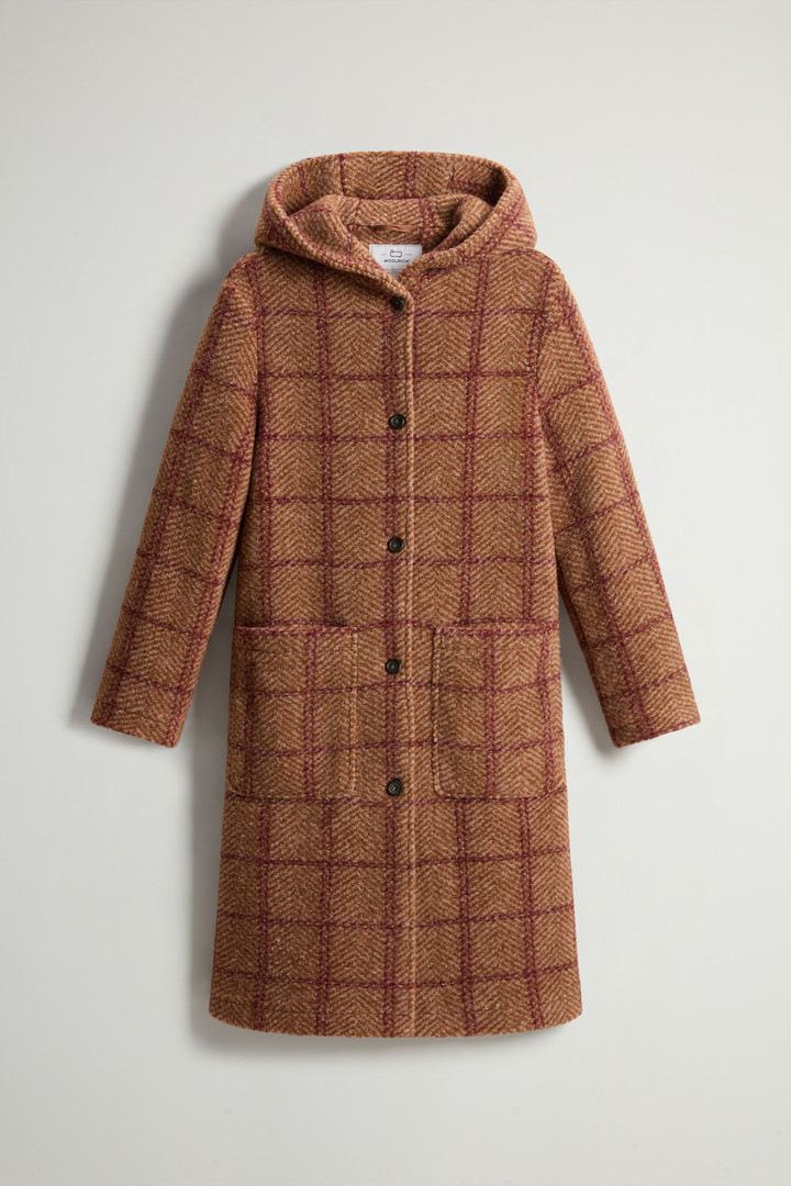 Checked hooded coat on sale