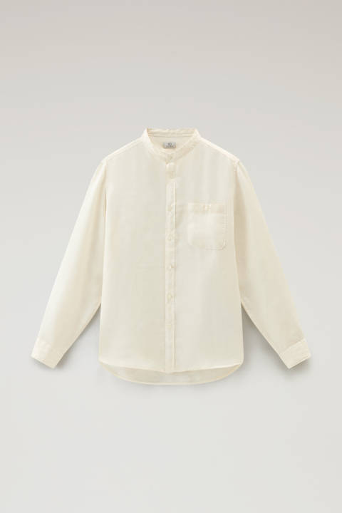 Camicia in puro lino tinta in capo con colletto alla coreana Bianco photo 2 | Woolrich