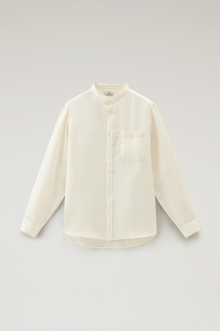 Garment-dyed Shirt with Mandarin Collar in Pure Linen White photo 5 | Woolrich