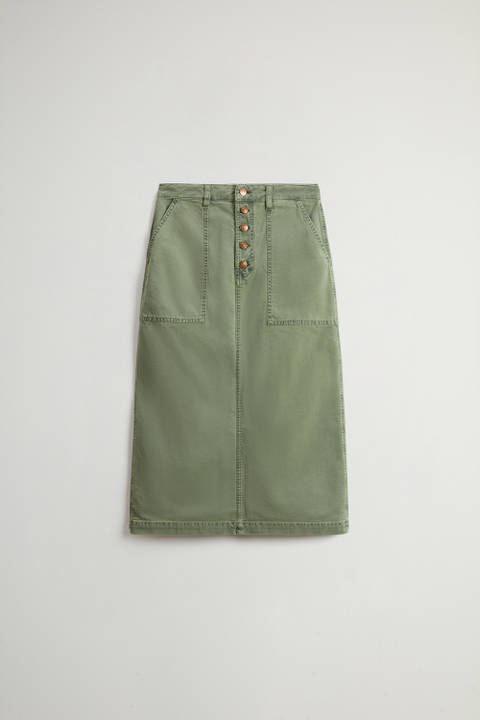 Garment-Dyed Midi Skirt in Stretch Cotton Green photo 2 | Woolrich