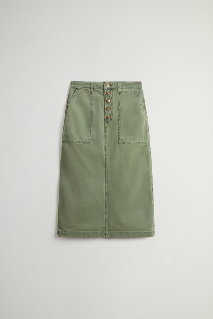 Garment-Dyed Midi Skirt in Stretch Cotton Green photo 4 | Woolrich