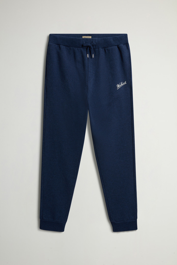 Woolrich Man Pants In Pure Cotton Mouliné Fleece Blue Size 3XL