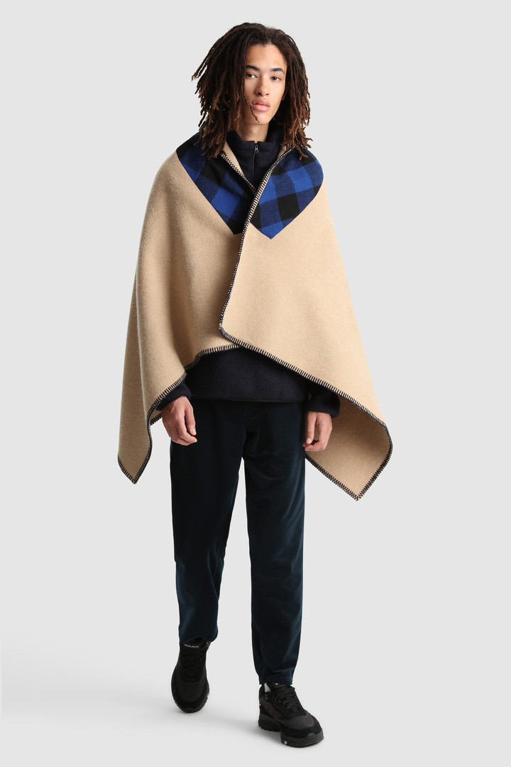 Recycled wool blanket cape
