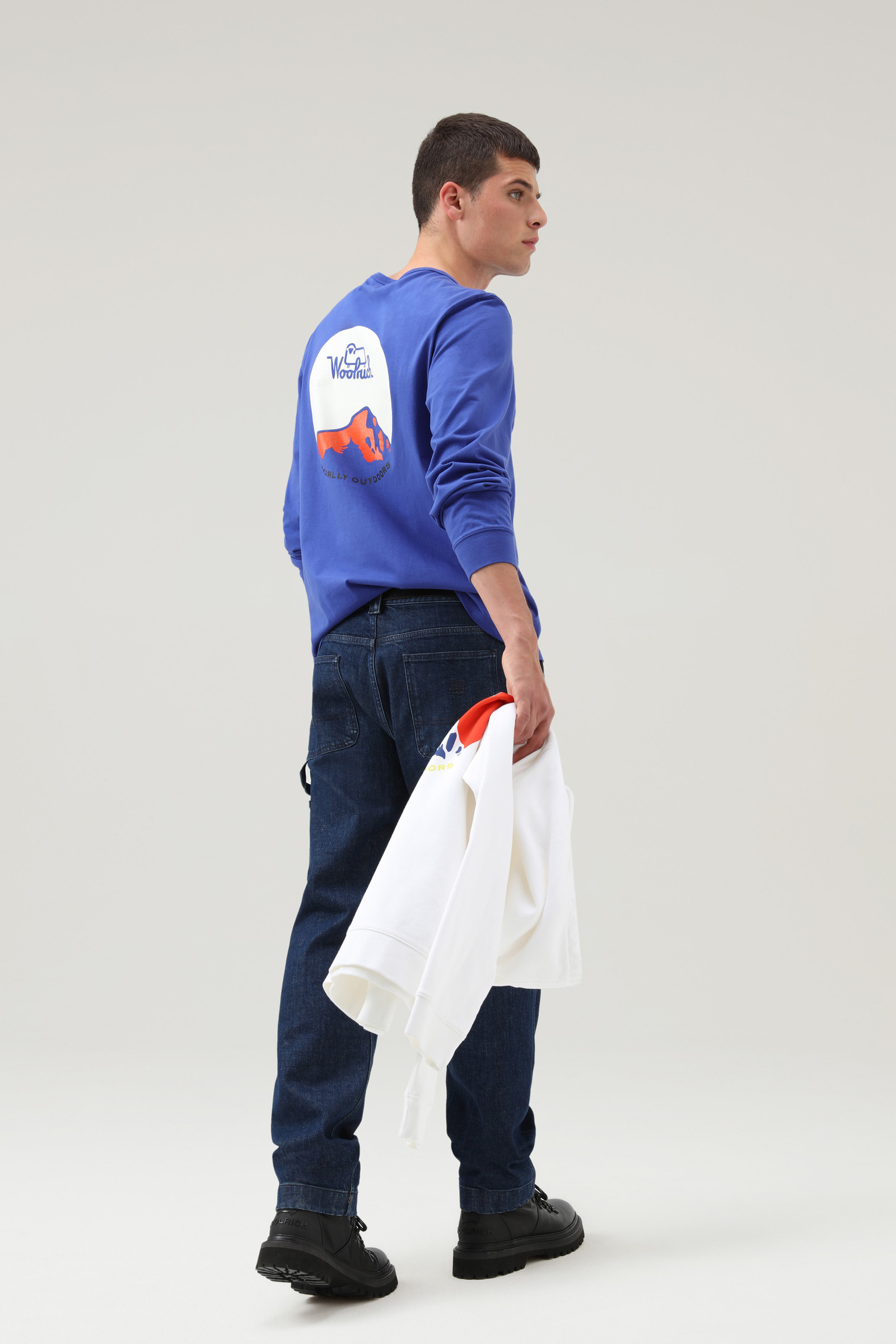 Cotton foundation T-shirt met lange mouwen blauw photo 2 | Woolrich