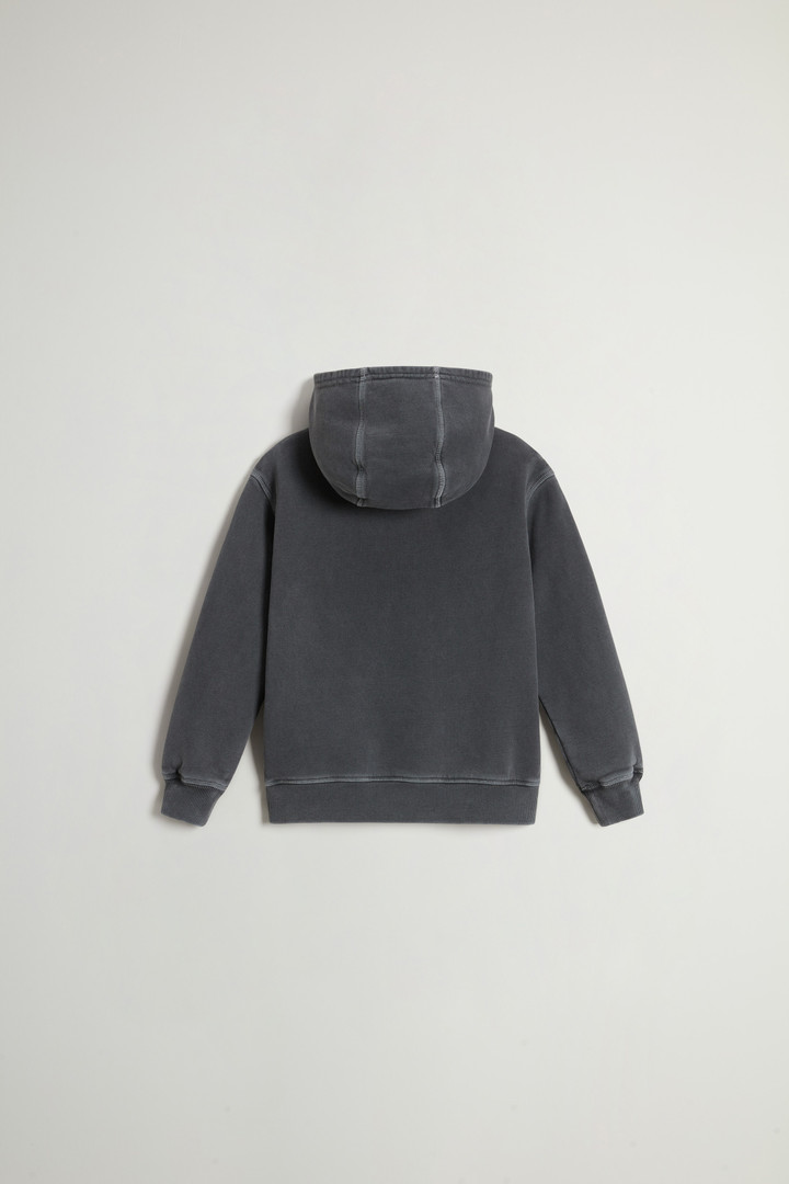 Garment-dyed Boys’ Hoodie in Pure Cotton Black photo 2 | Woolrich