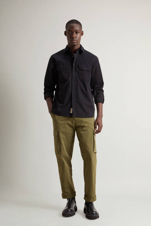 Garment-dyed Shirt in Stretch Cotton Black | Woolrich
