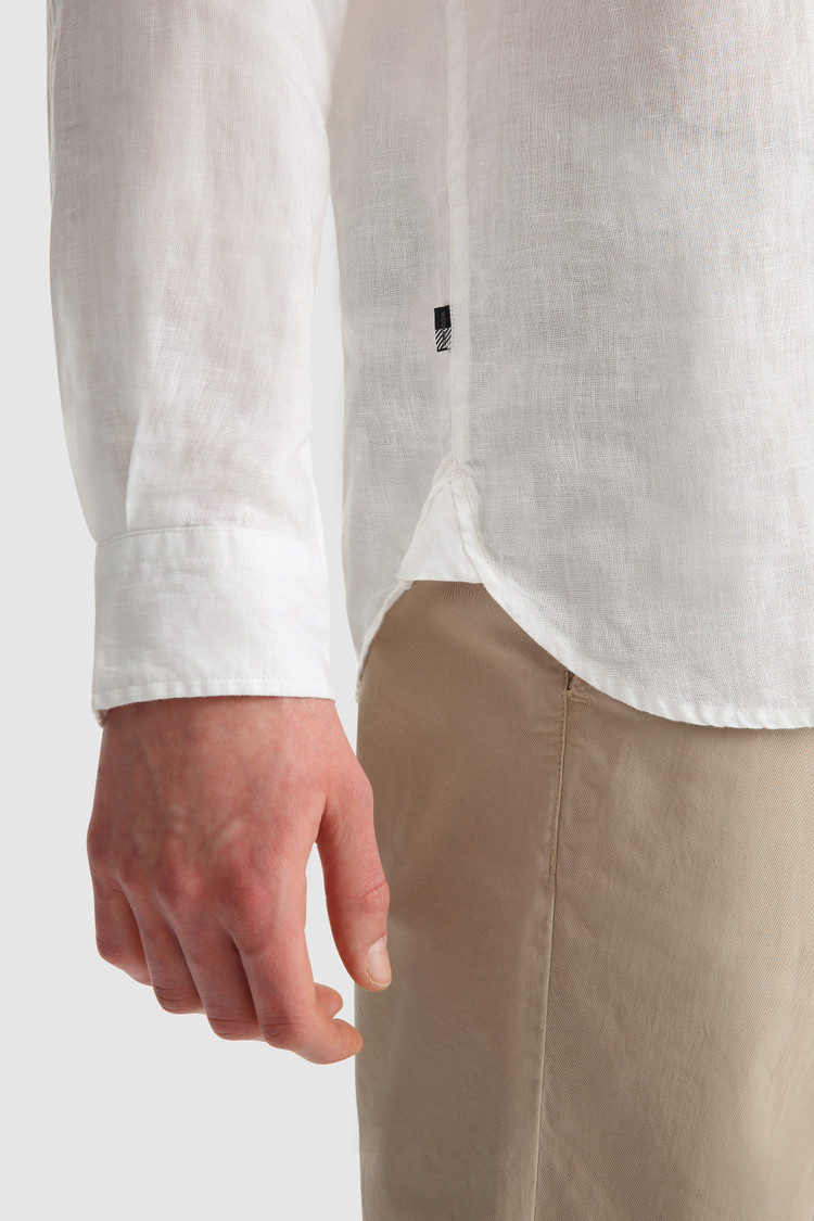Linen band collar shirt