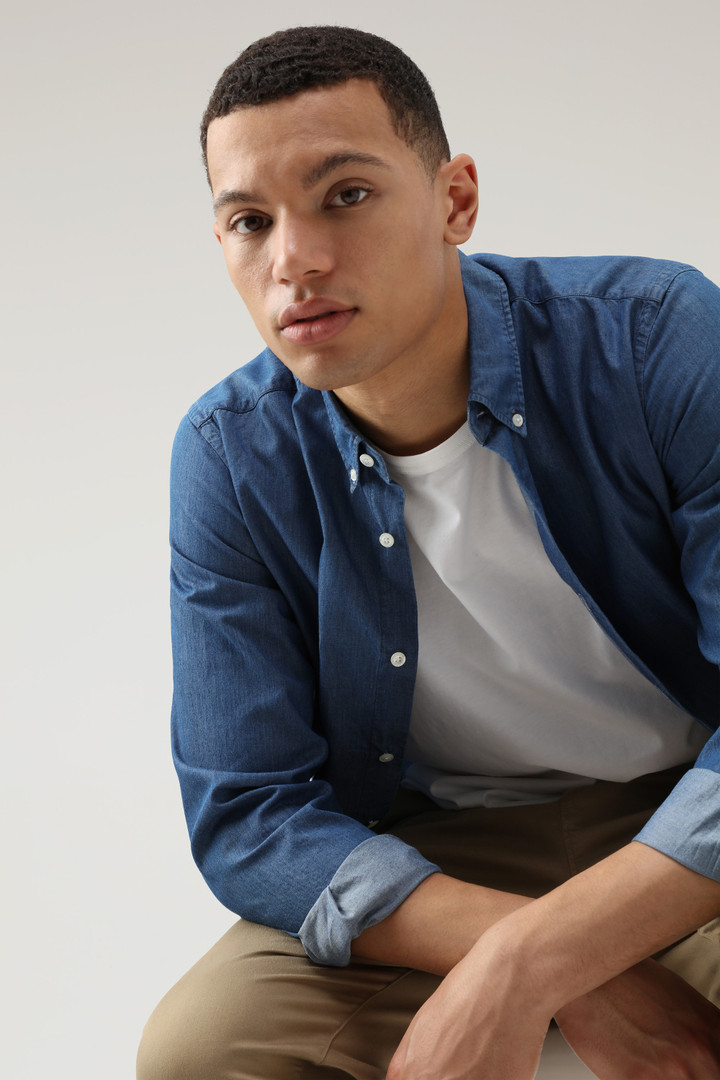 Chambray Shirt in Pure Cotton Blue photo 4 | Woolrich