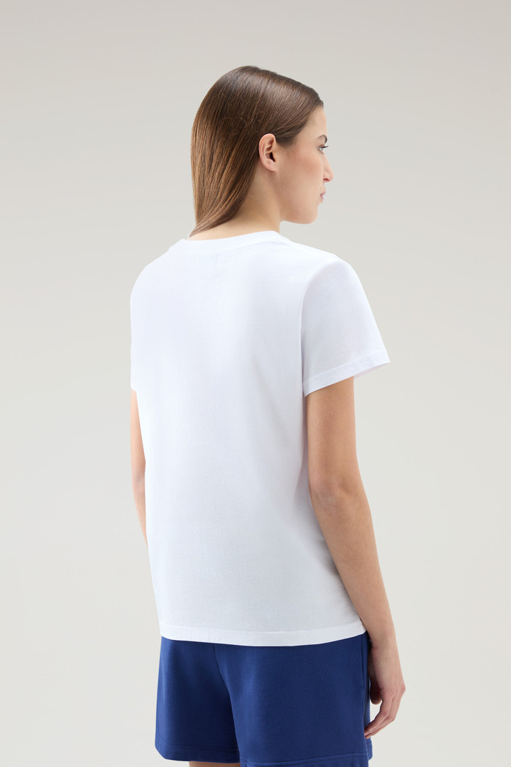 T-shirt en pur coton avec logo brodé Blanc photo 3 | Woolrich