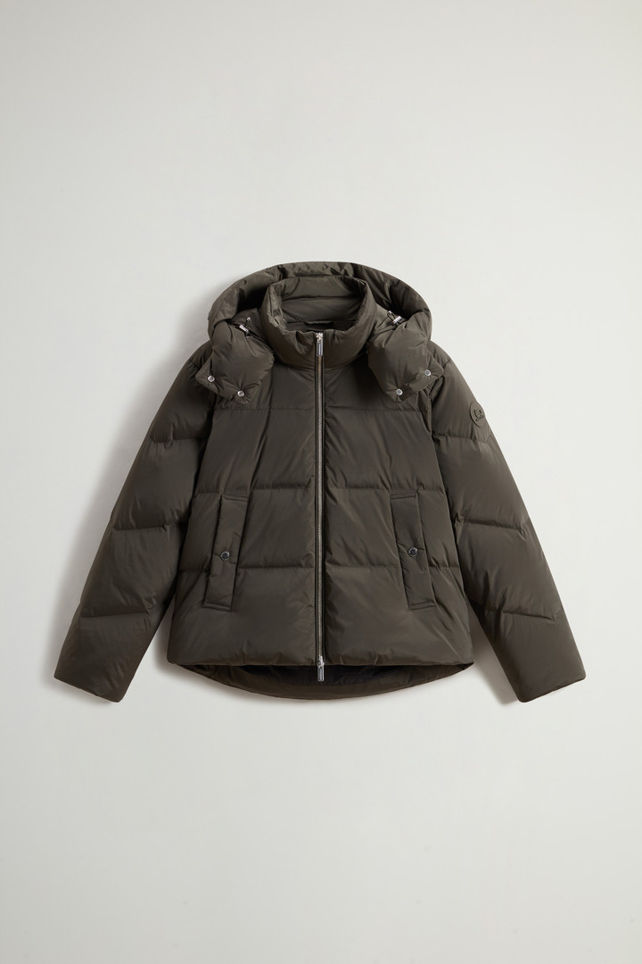 Short Alsea Down Jacket in Stretch Nylon with Detachable Hood Green photo 5 | Woolrich