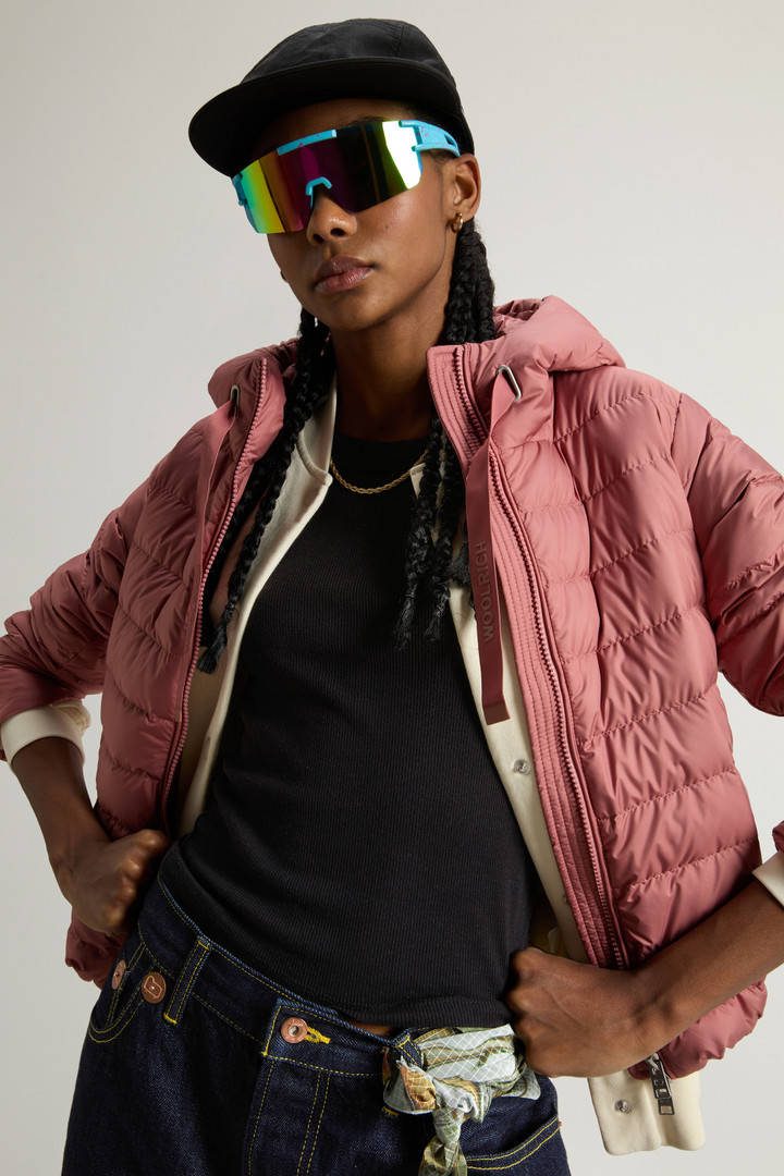 Padded Microfiber Jacket with Hood Pink photo 4 | Woolrich