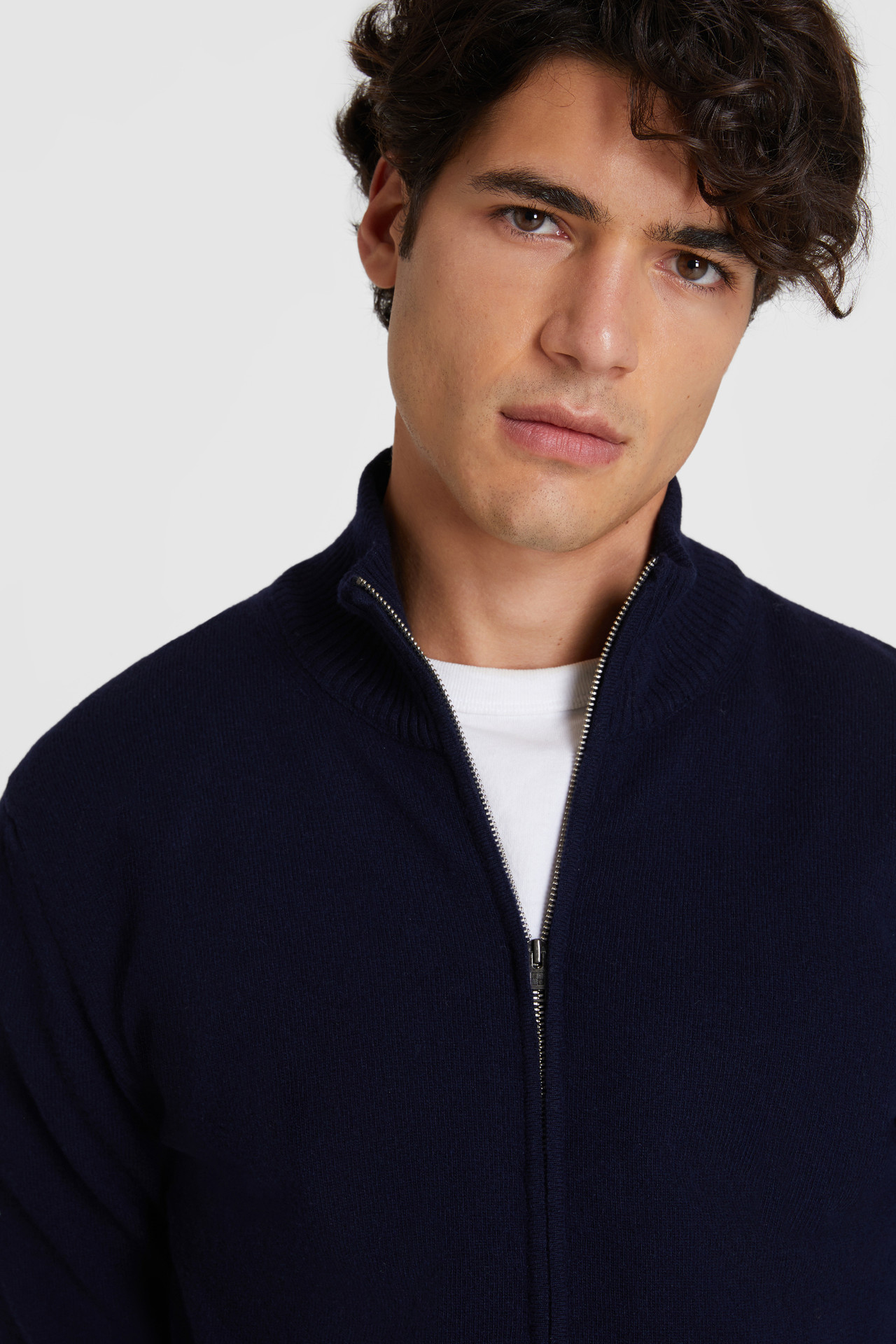 Wollstrickjacke mit Reißverschluss
