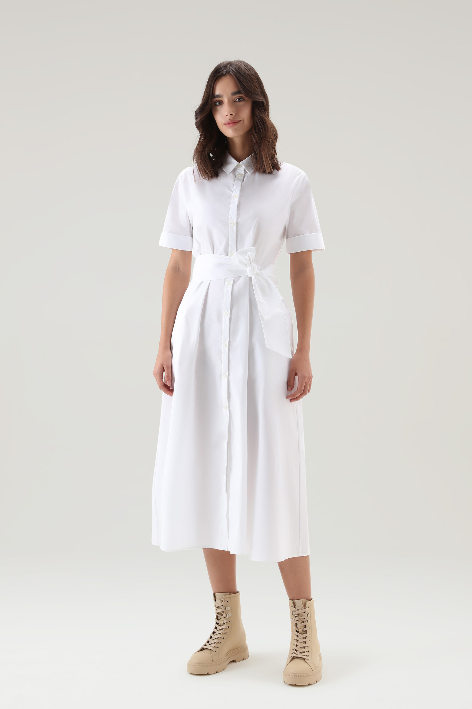 Shirt Dress in Pure Cotton Poplin - Women - White