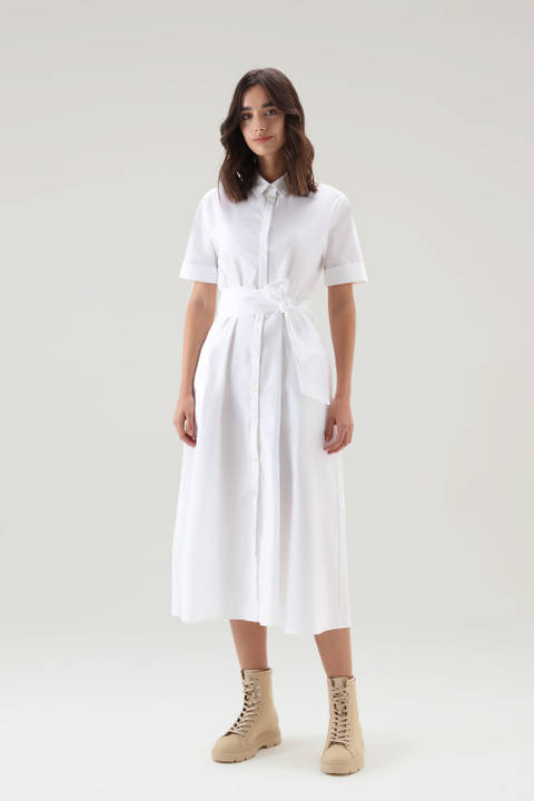 Vestito chemisier in popeline di puro cotone Bianco | Woolrich