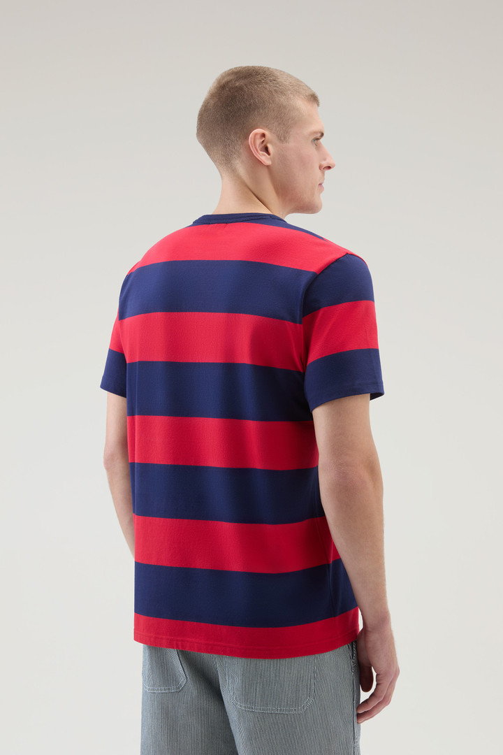 T-shirt à rayures en jersey de coton élastique Rouge photo 3 | Woolrich