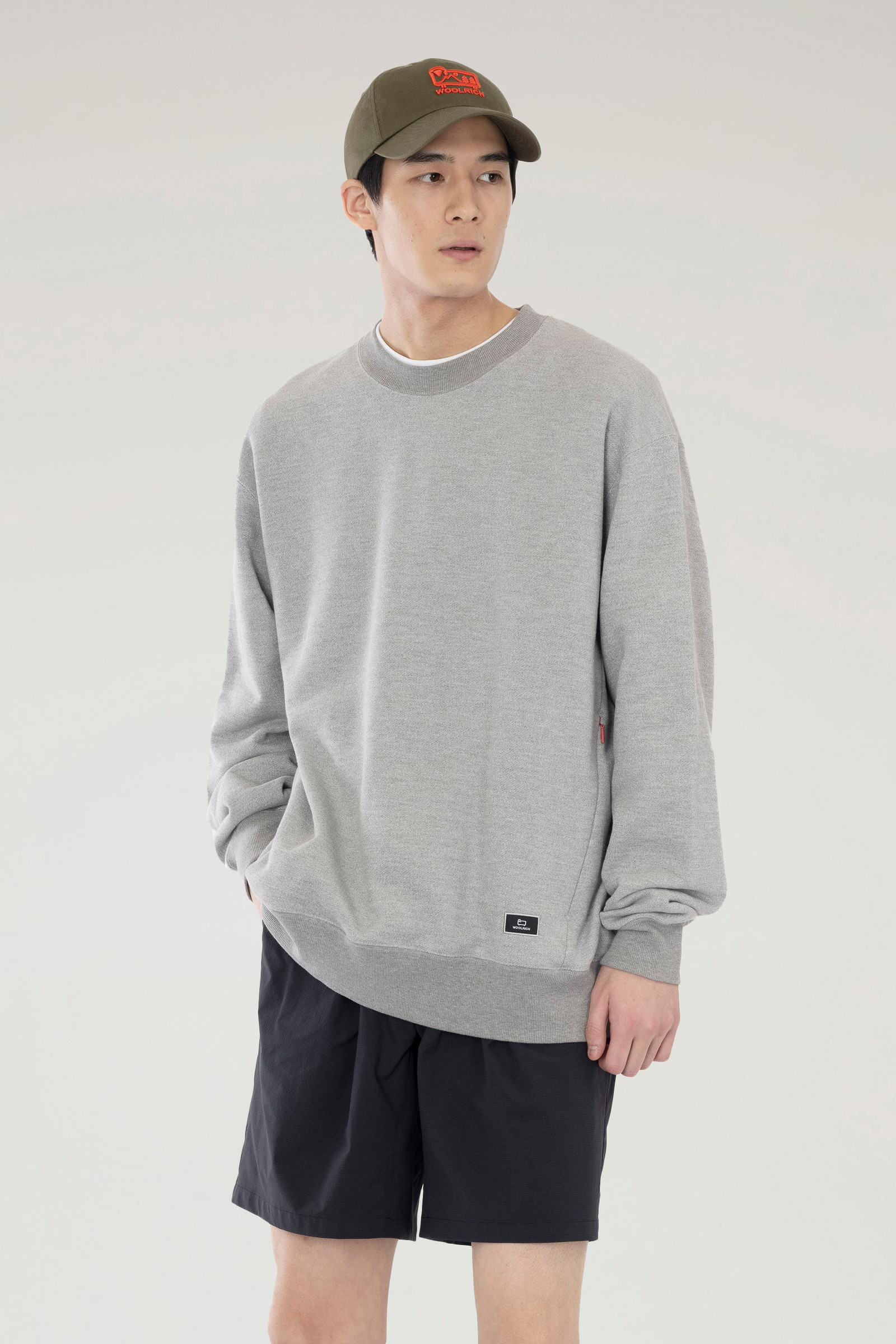 Crewneck Sweatshirt in a Cotton Fleece and Cordura Nylon Blend Grey | Woolrich