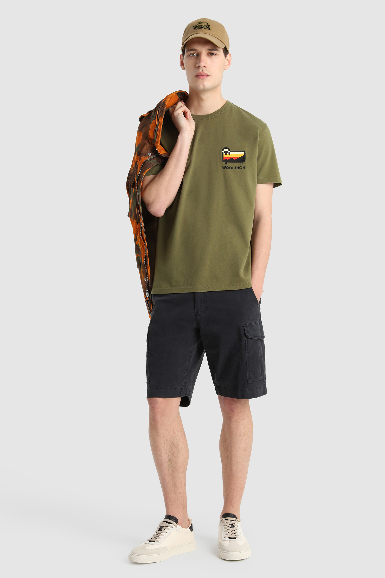 T-Shirt with Multicolor Sheep Logo Green photo 2 | Woolrich