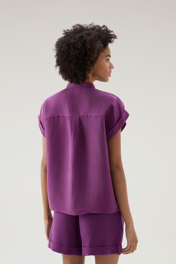 Short-sleeved Shirt in Linen Blend Purple photo 3 | Woolrich