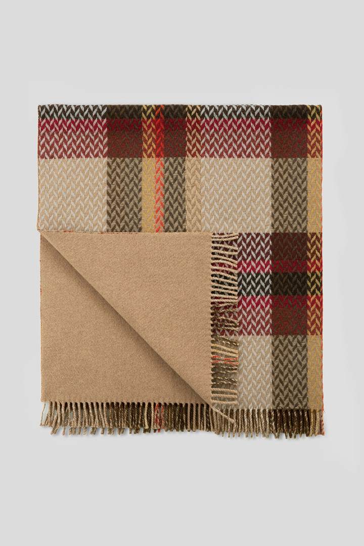 Jacquard Check Blanket in a Wool Blend Brown photo 4 | Woolrich