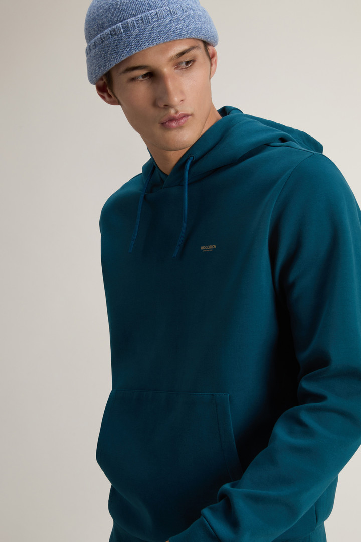 Hooded Sweatshirt in Cotton-Blend Interlock Blue photo 4 | Woolrich