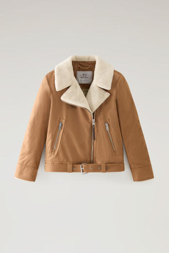 Aviator Jacket with collar in Sherpa Wool Blend Brown | Woolrich