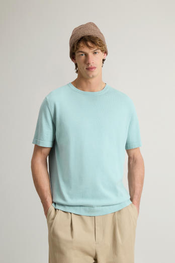 Short-Sleeved Pure Cotton Sweater Green | Woolrich