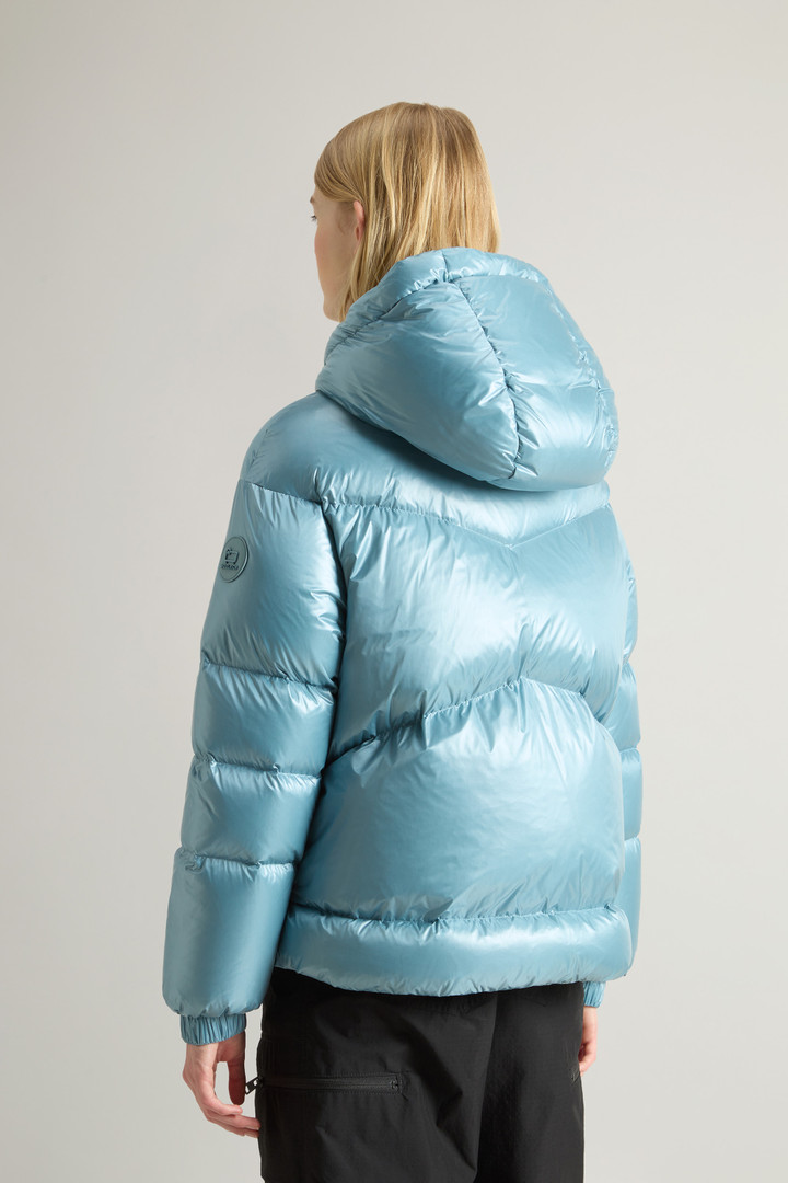 Aliquippa Short Down Jacket in Glossy Nylon Blue photo 3 | Woolrich