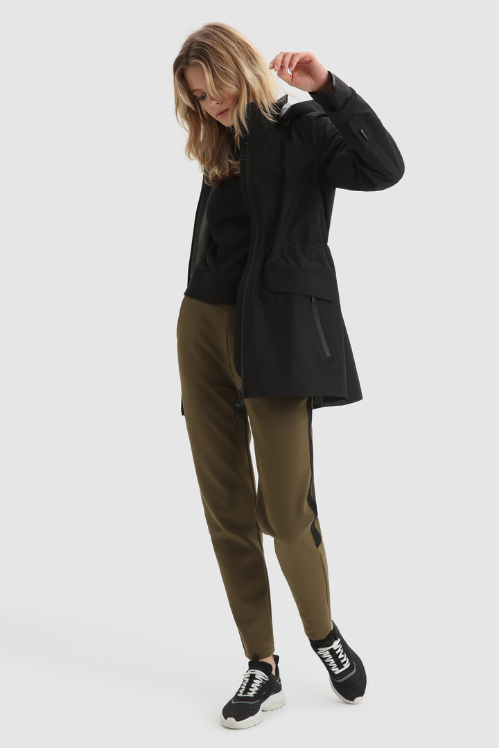 Sweat en coton avec détails en nylon froissé noir photo 2 | Woolrich