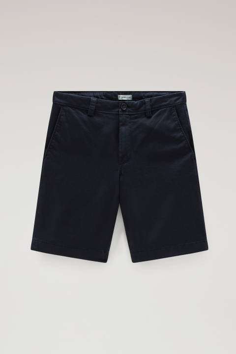 Garment-Dyed Chino Shorts in Stretch Cotton Blue photo 2 | Woolrich