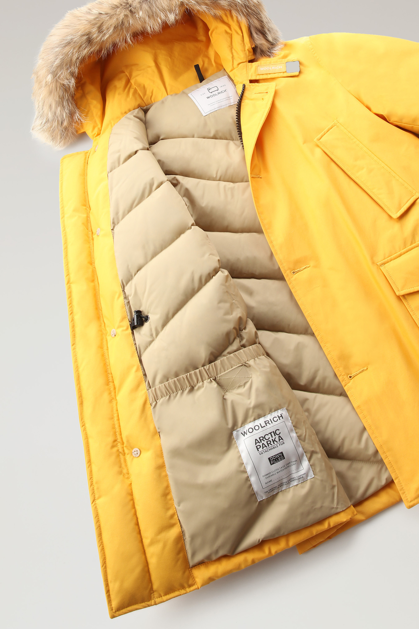 Arctic Parka in Ramar Cloth with Detachable Fur Trim - Men - Yellow