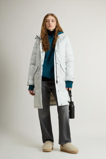 Long Cloud Jacket with Foldaway Hood Gray | Woolrich