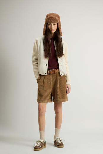 Nylon Hybrid Bomber White | Woolrich