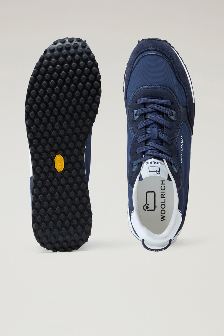 Sneakers Retro en cuir avec détails en nylon Bleu photo 4 | Woolrich