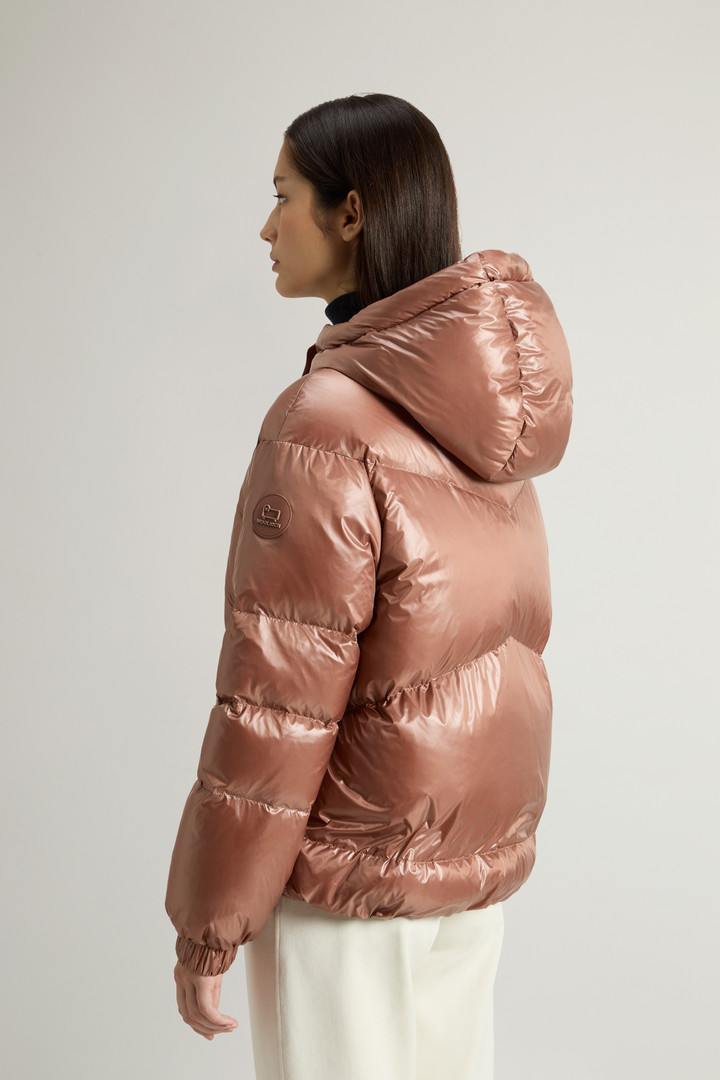 Aliquippa Short Down Jacket in Glossy Nylon Brown photo 3 | Woolrich