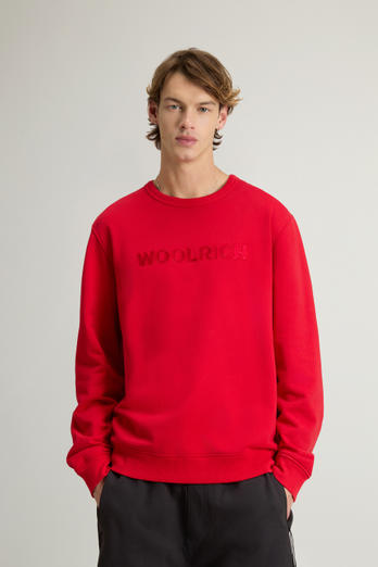 Crewneck Sweatshirt in Light Cotton-Blend Fabric Red | Woolrich