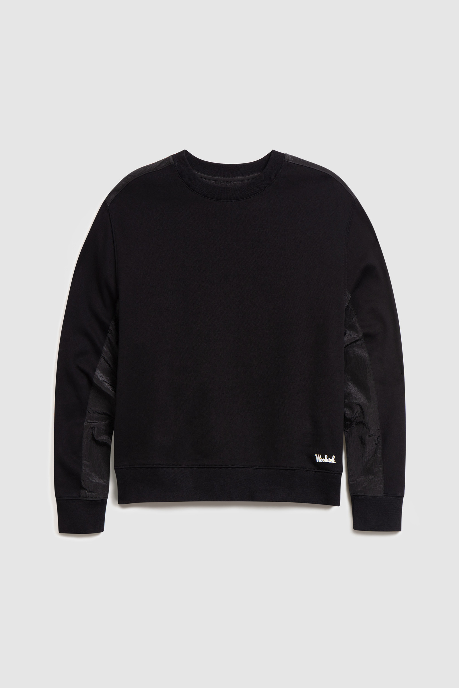 Sweat en coton avec détails en nylon froissé noir photo 4 | Woolrich