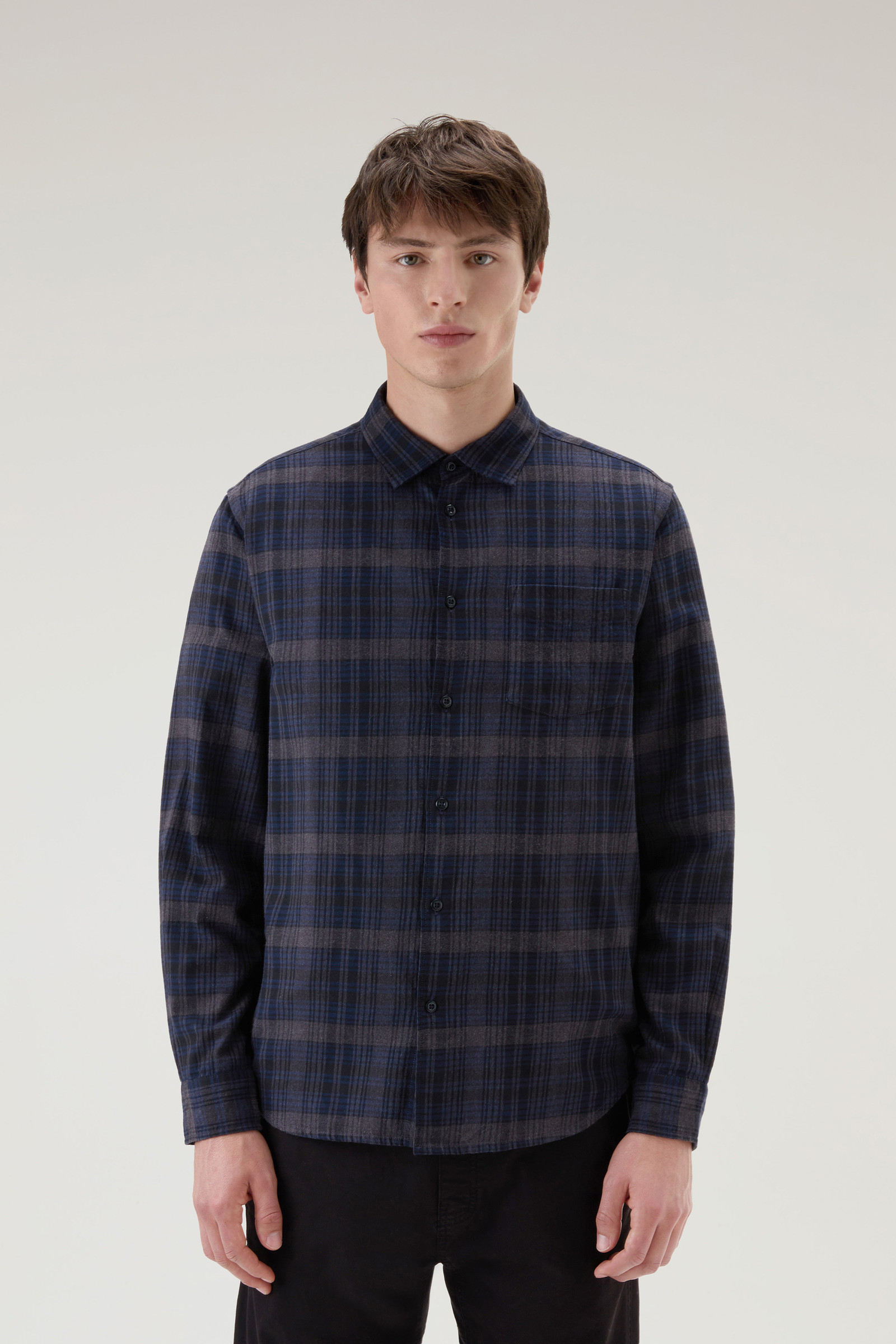 Camicia a quadri in flanella leggera blu | Woolrich