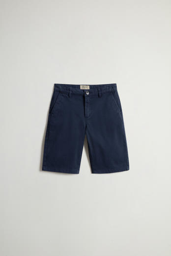 Achteraf geverfde korte chinobroek voor jongens van keperstof van katoen Blauw | Woolrich