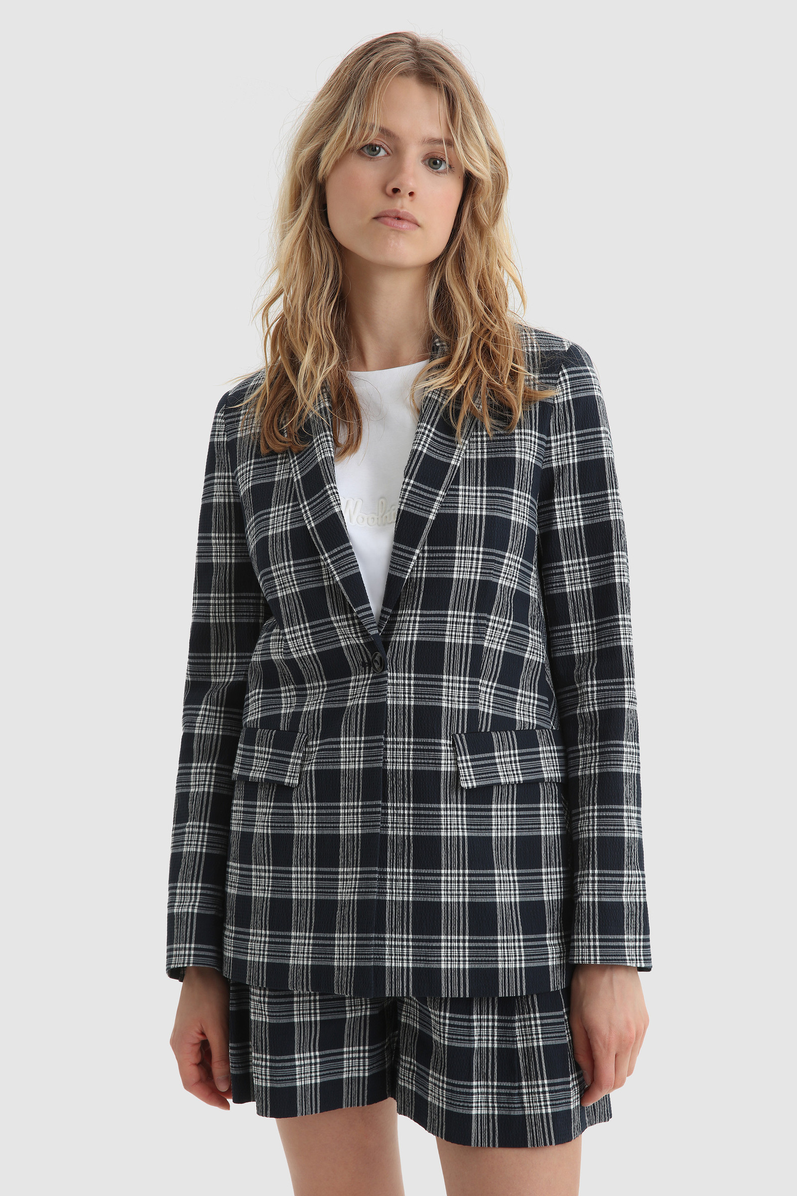 Seersucker Cotton Blazer Blue | Woolrich
