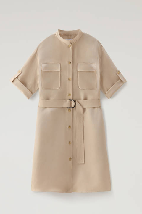 Belted Utility Dress in Linen Blend Beige | Woolrich