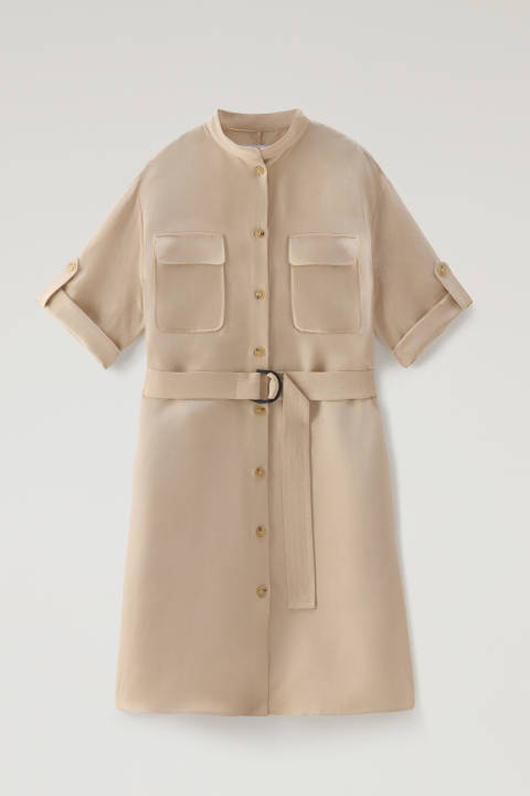 Utility-Kleid aus einer Leinen-Mischung mit Gürtel Beige | Woolrich