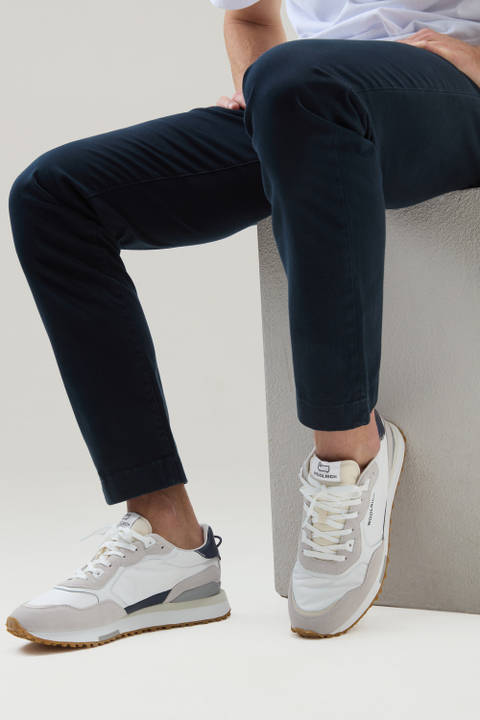 Sneakers Retro en cuir avec détails en nylon Blanc photo 2 | Woolrich