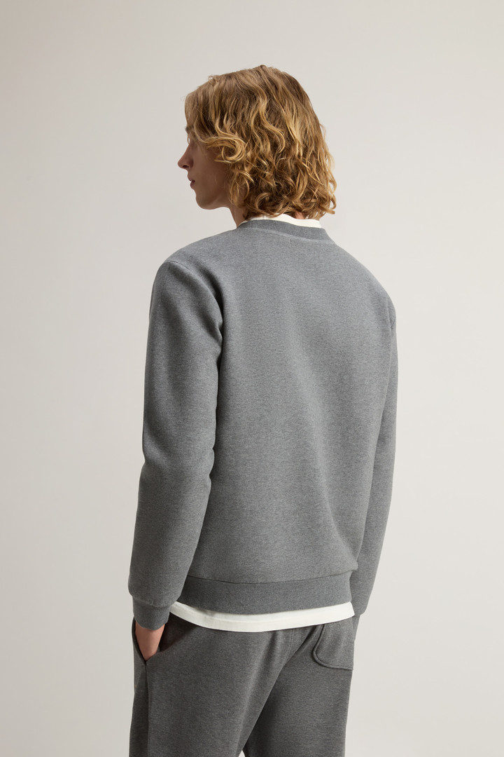 Crewneck Sweatshirt in Cotton-Blend Interlock with Logo Gray photo 3 | Woolrich