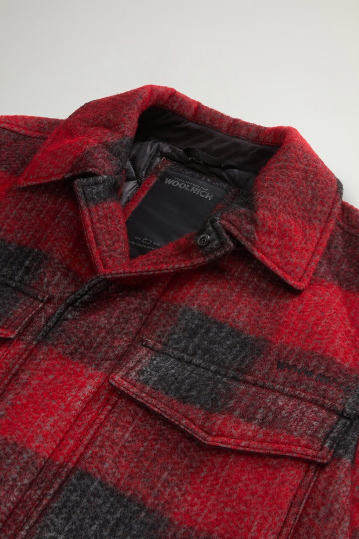 Overshirt in Italian Wool Blend with Checked Pattern by Todd Snyder Red photo 6 | Woolrich