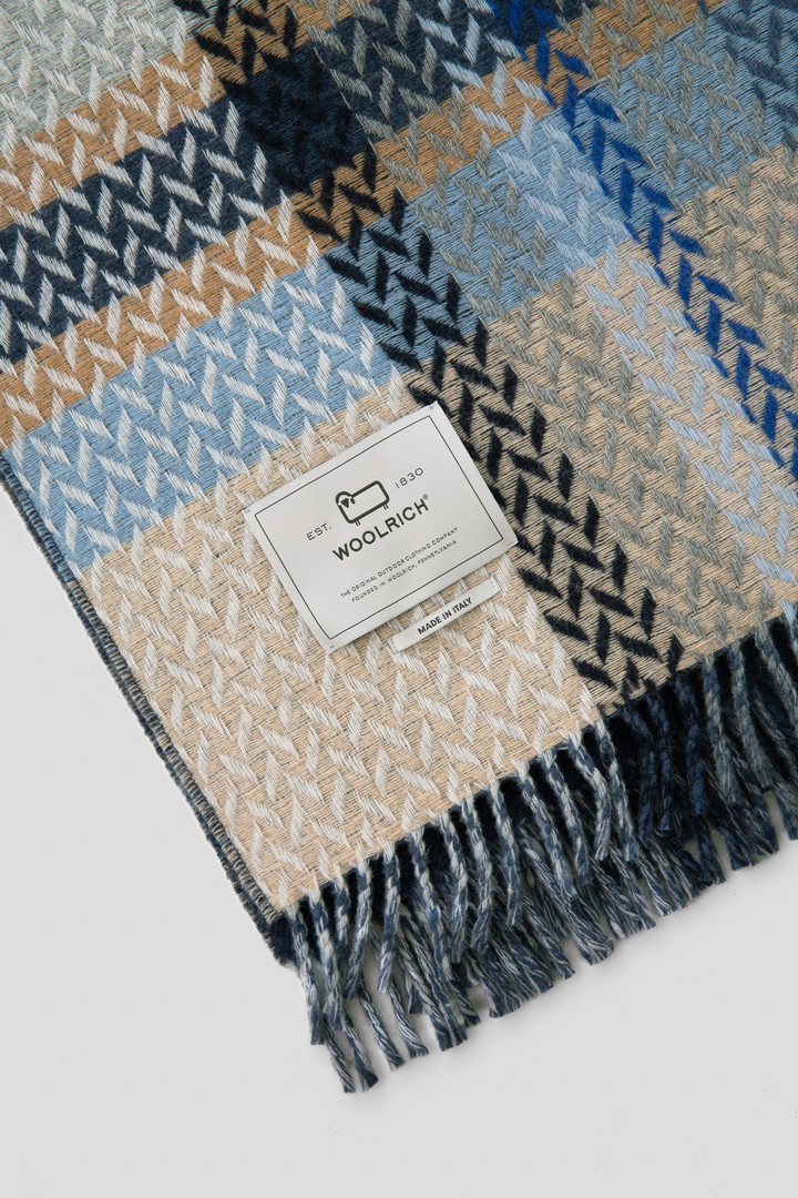 Jacquard Check Blanket in a Wool Blend Blue photo 3 | Woolrich