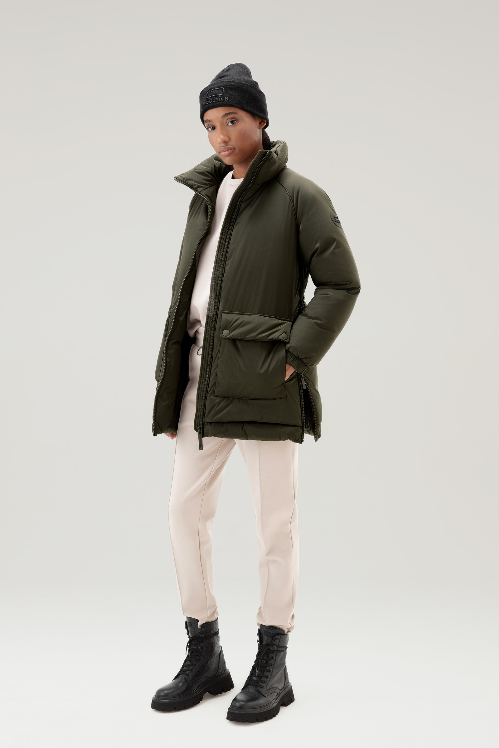 Alsea Down Jacket in Stretch Nylon Green photo 2 | Woolrich
