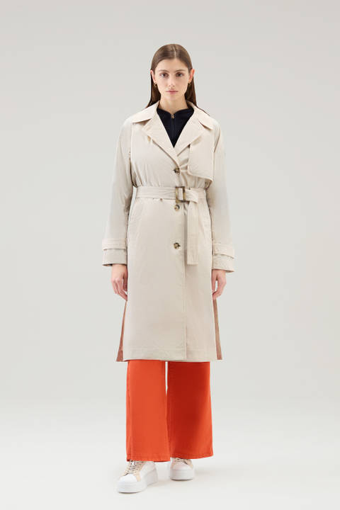 Trench Coat in Urban Touch Fabric with Belted Waist Beige | Woolrich